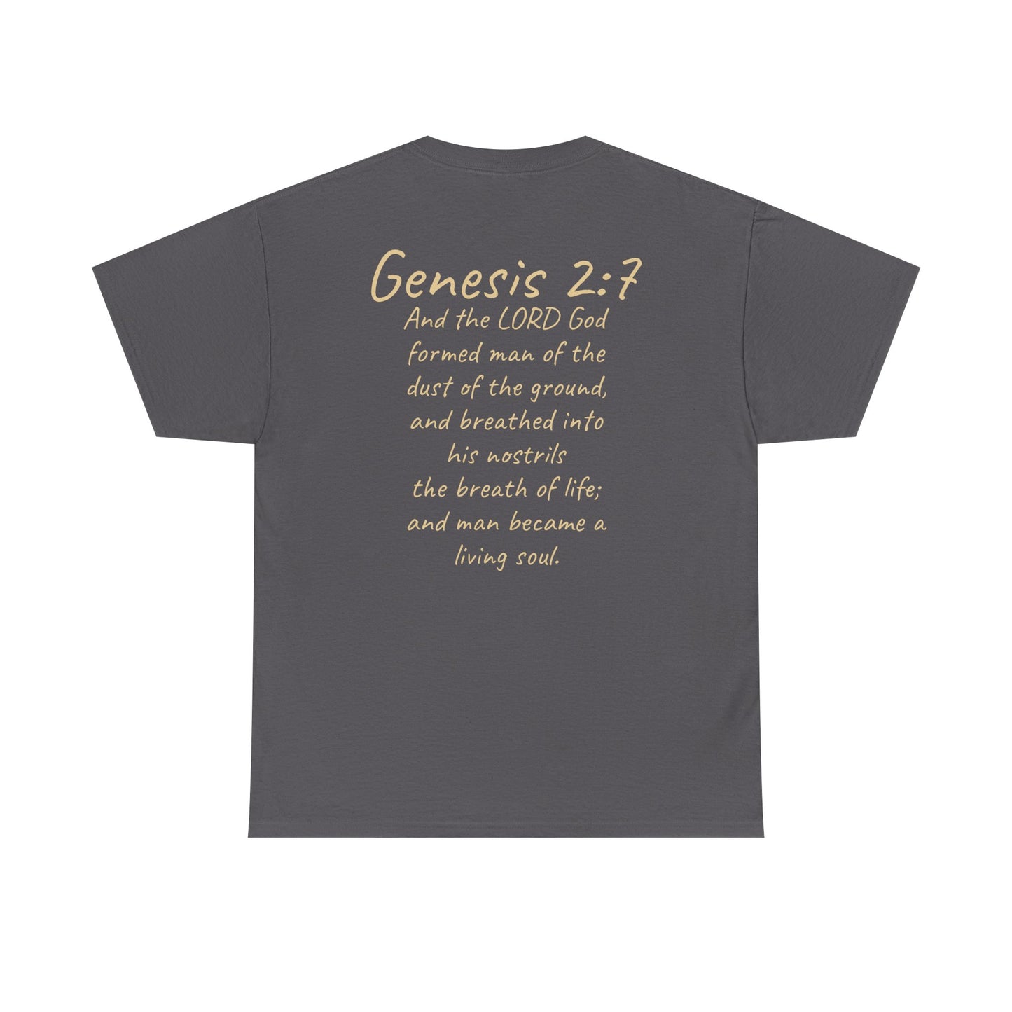 Formed from the Dust | Men’s Christian T-Shirt with Genesis 2:7 (Light Lettering)