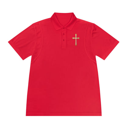 Men’s Modern Gold Cross Polo Shirt – Sleek Faith-Inspired Design
