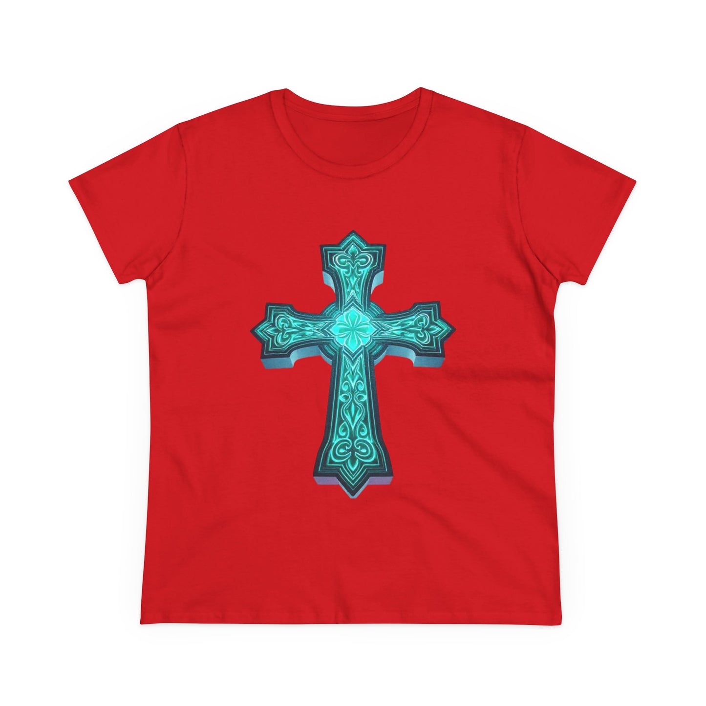 Women’s Light Within Fitted Tee – Luminous Cross Design