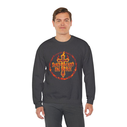 Men’s “Refined in Fire” Christian Sweatshirt – Bold Flame Design Pullover
