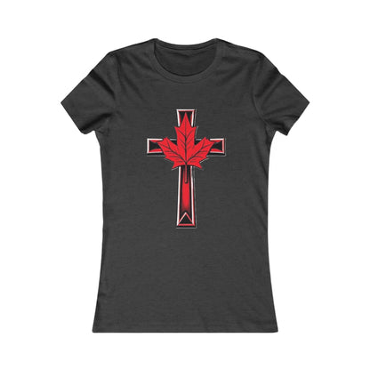 Women’s Favorite Faith Tee | Cross and Maple Leaf Design