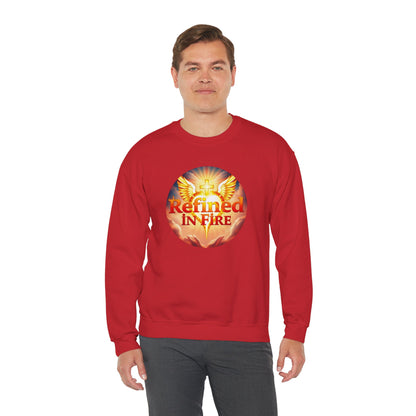 Men’s “Refined in Fire” Christian Sweatshirt – Bold Flame Design Pullover