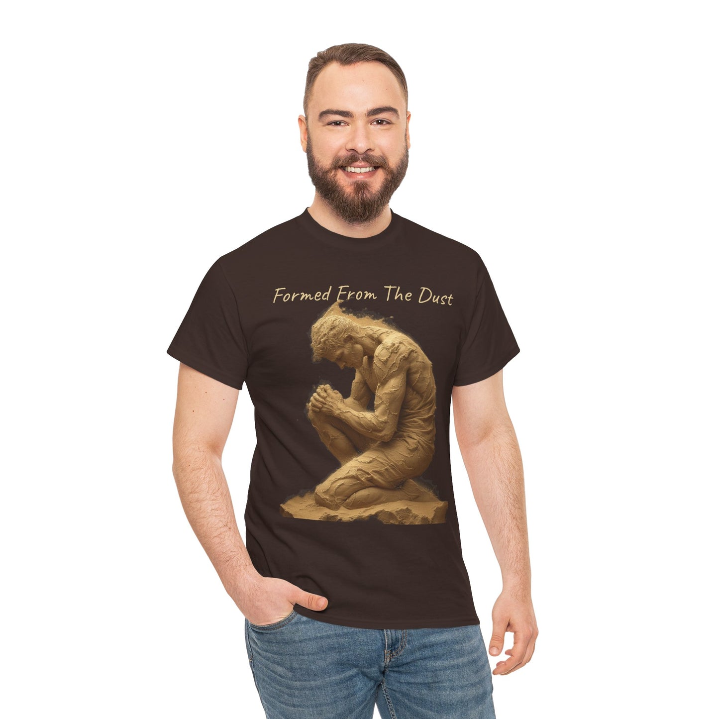 Formed from the Dust | Men’s Christian T-Shirt with Genesis 2:7 (Light Lettering)