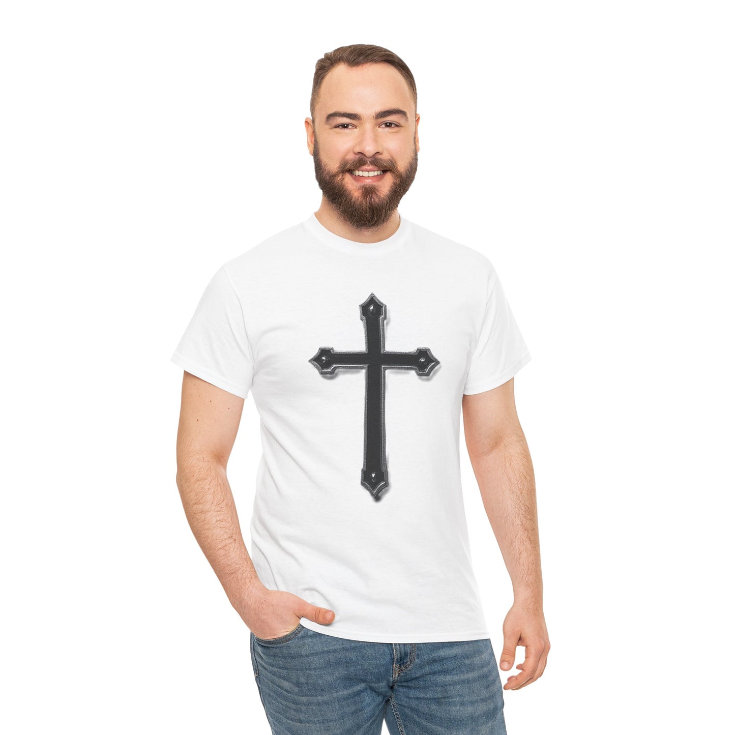 Warrior’s Cross Men’s Christian T-Shirt – Black Cross | Ephesians 6:11