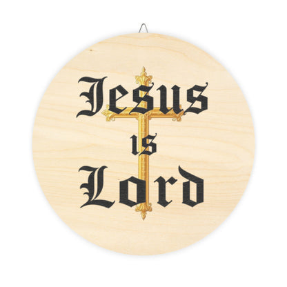 Jesus Is Lord Wall Hanging — Gold Cross Christian Décor