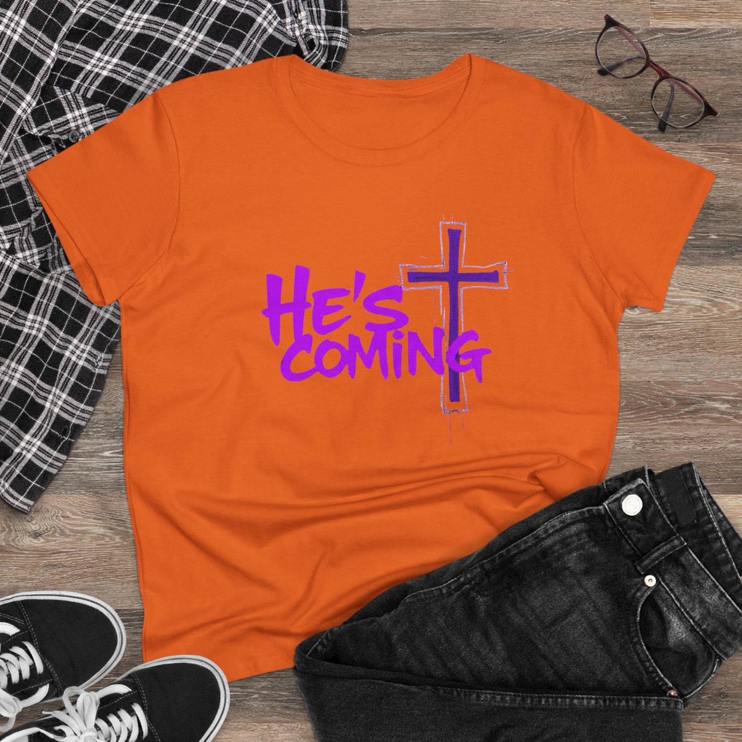 Faithful & Fearless Women’s T-Shirt – “He’s Coming” Christian Prophecy Tee