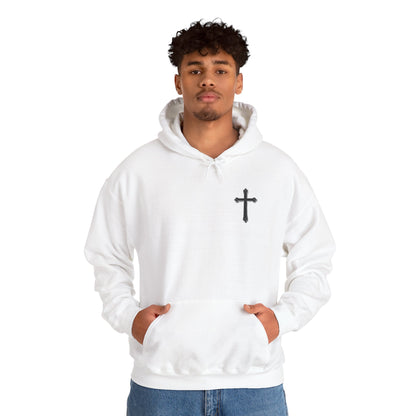Warrior’s Black Cross Men’s Hoodie – Front & Back Christian Apparel | Ephesians 6:11