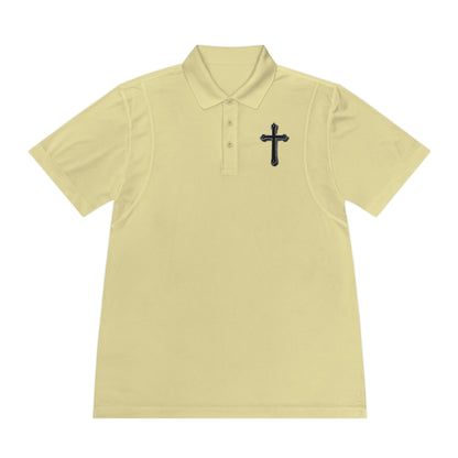 Men’s Black Cross Polo Shirt – Classic Faith-Inspired Style