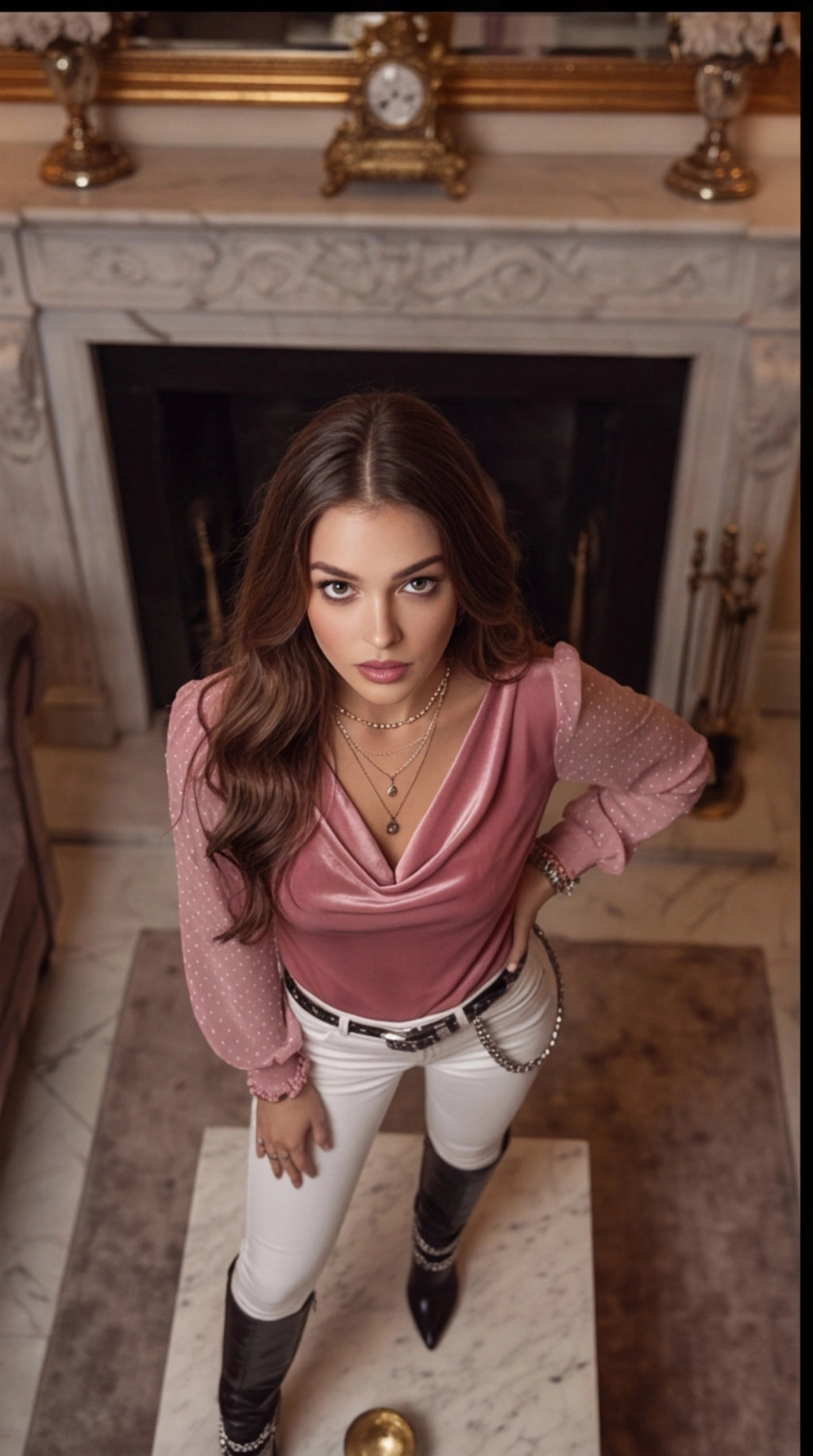 Graceful Embrace Long Sleeve Velvet Shirt