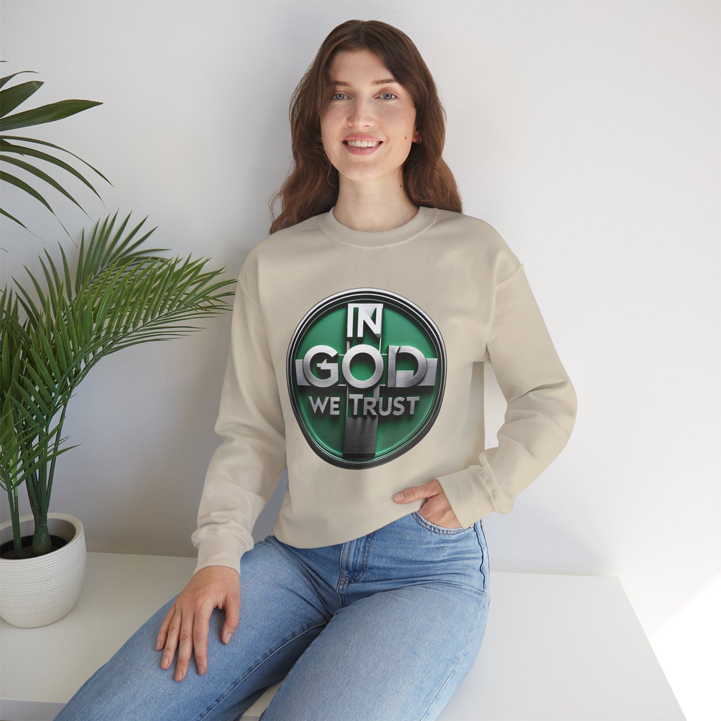 Radiant Faith Women's Sweatshirt – “In God We Trust” Cozy Christian Wear