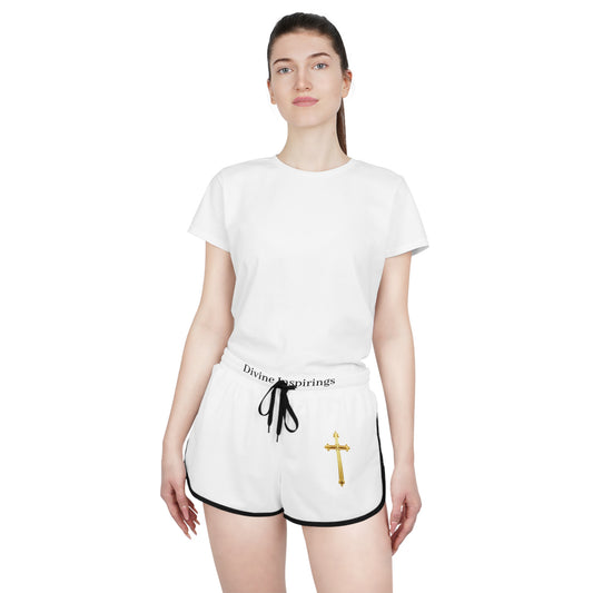 Golden Grace Women's Shorts with Gold Cross Design