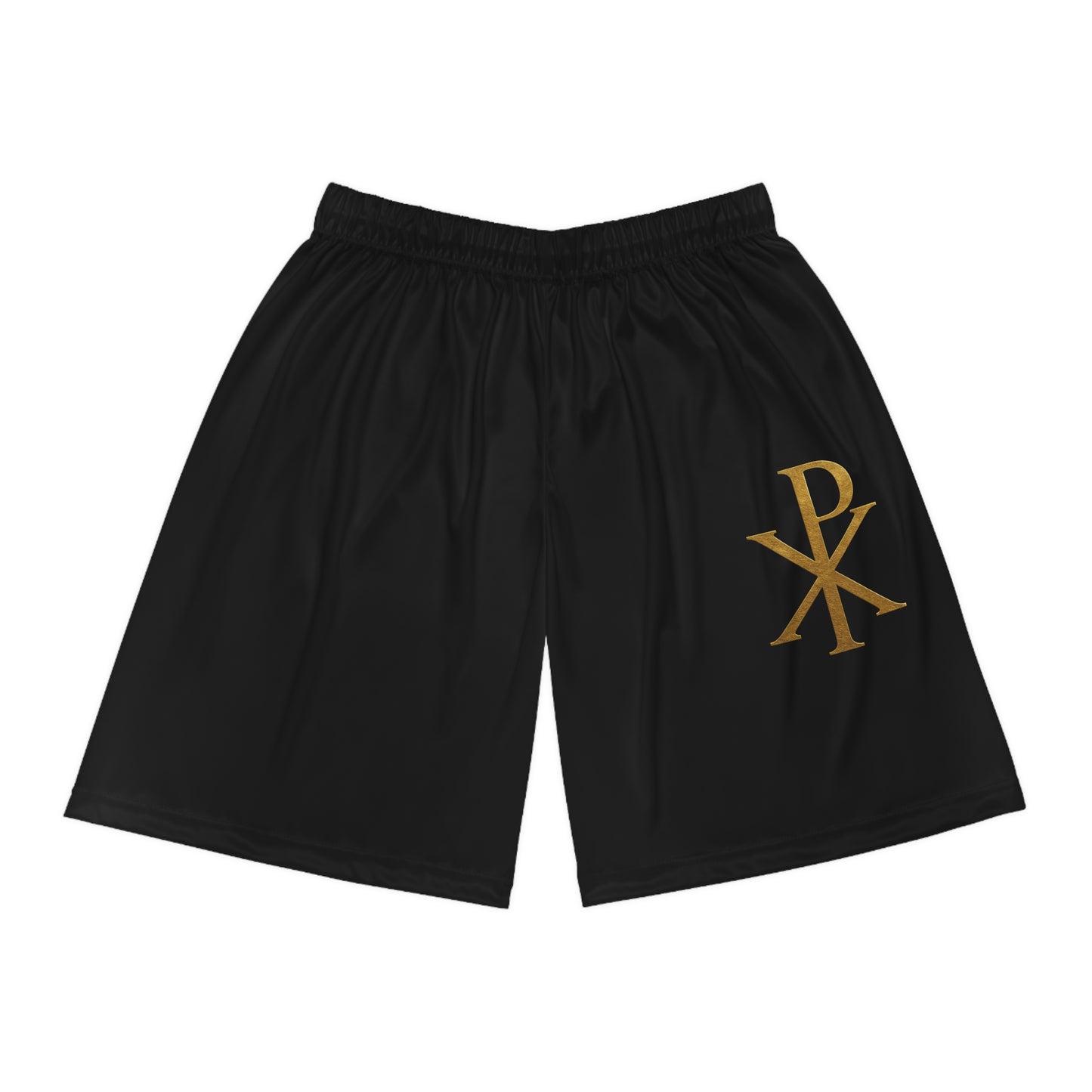 Men’s Chi Rho Basketball Shorts in Black – Faith-Inspired Performance & Comfort