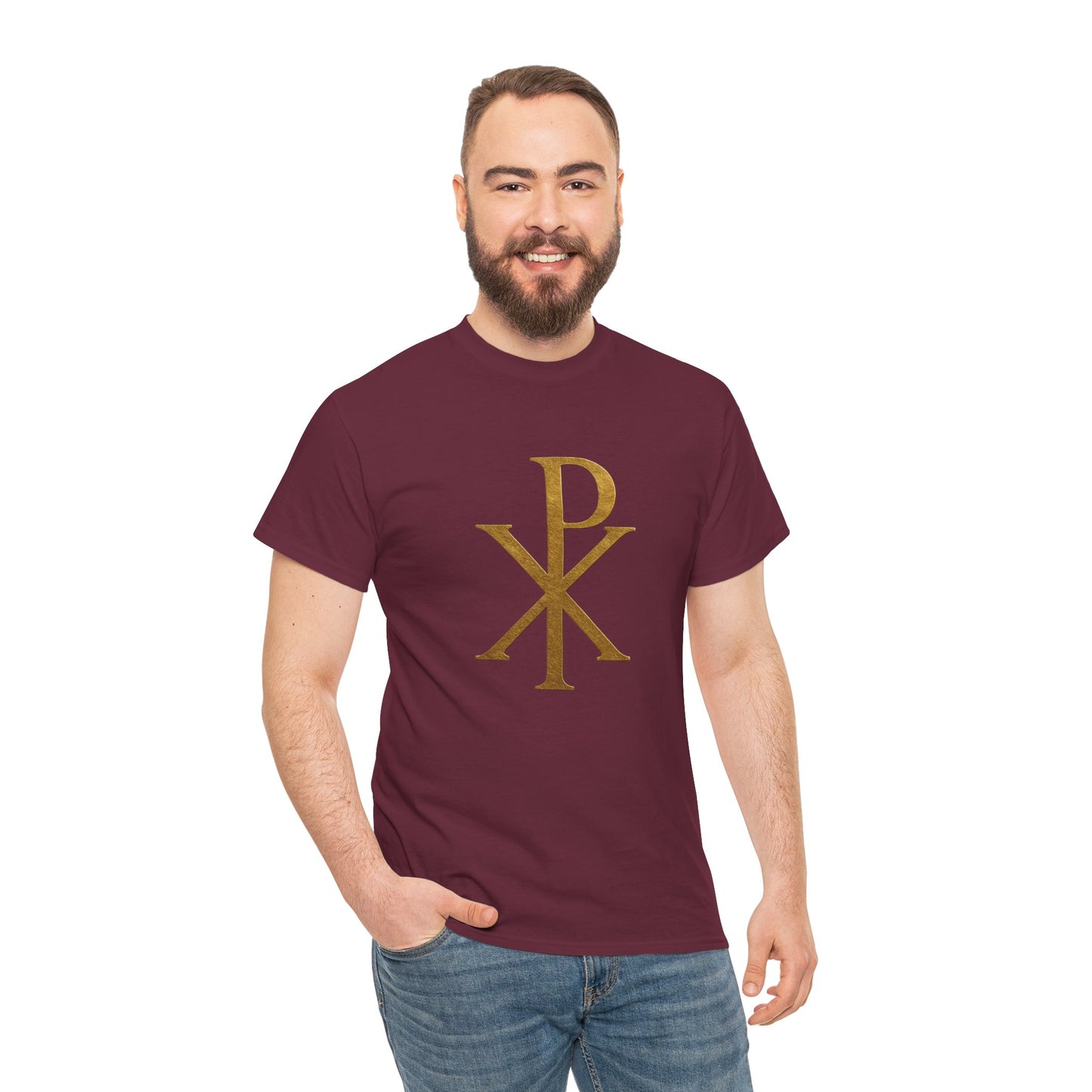 Chi Rho (Gold) - Men's Christian T-Shirt