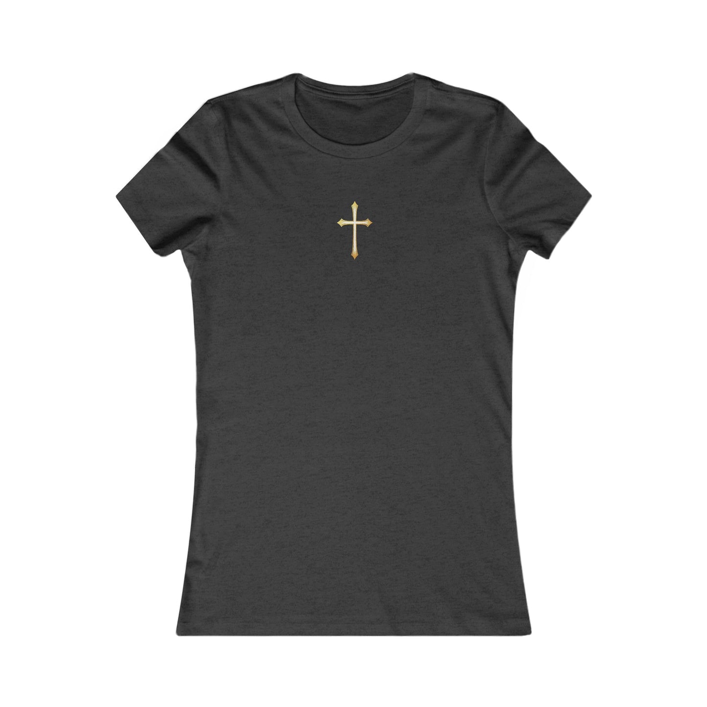 Women’s Gold Cross Pendant-Style Favorite Tee – Elegant Christian Faith Shirt