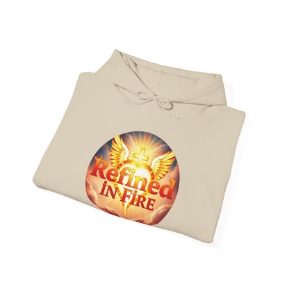 “Refined in Fire” Christian Hoodie – Bold Flame Design Faith Pullover