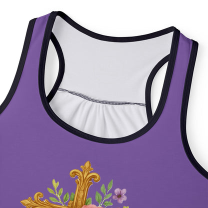 Floral Cross Women’s Christian Tank Top in Purple – Beauty in the Power of the Cross