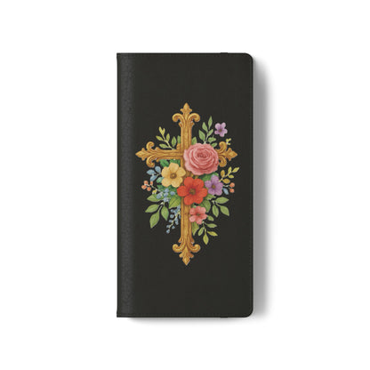 Floral Cross Wallet (black) Case for Samsung– Faith in Bloom