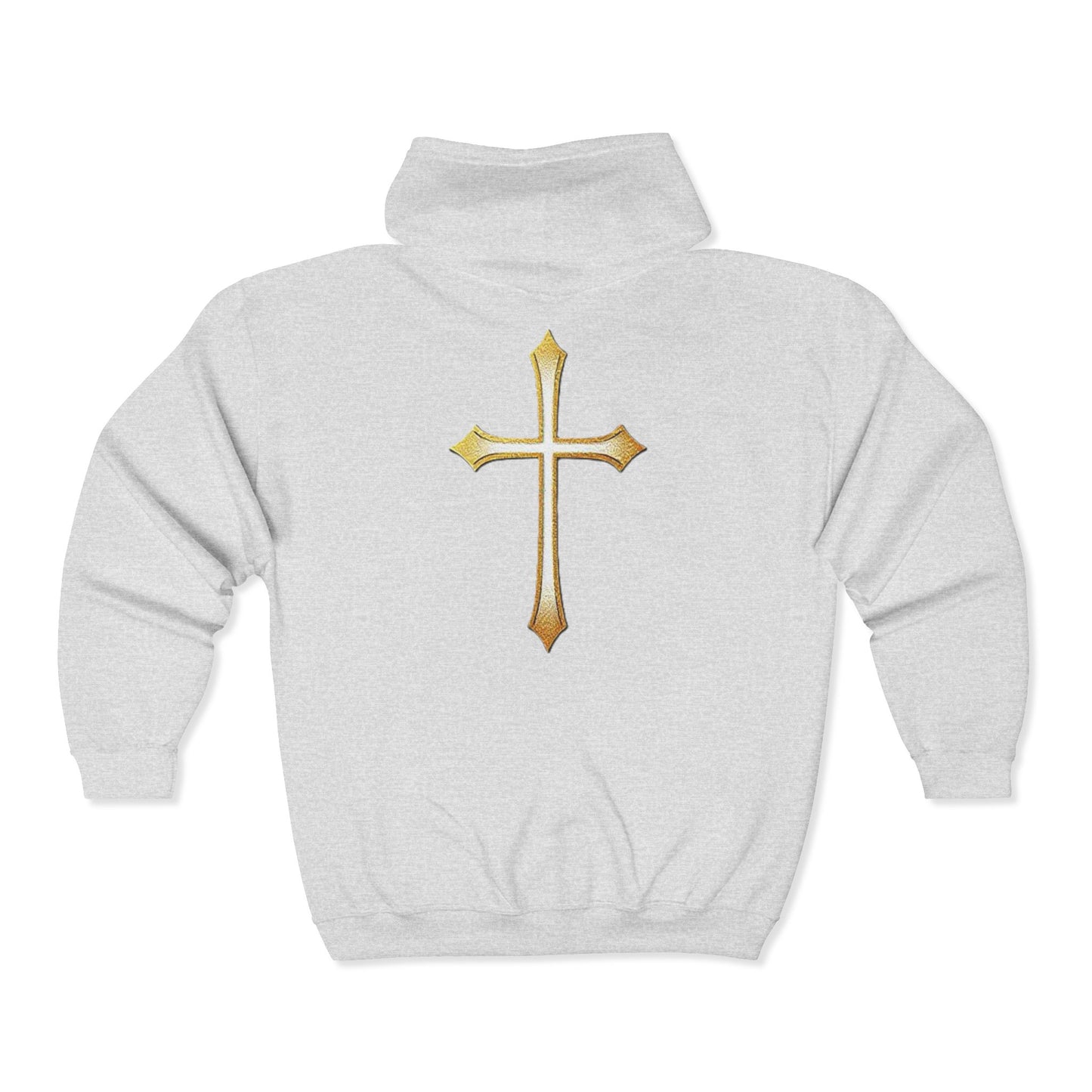 Men’s Modern Gold Cross Zip-Up Hoodie – Everyday Comfort with Faith