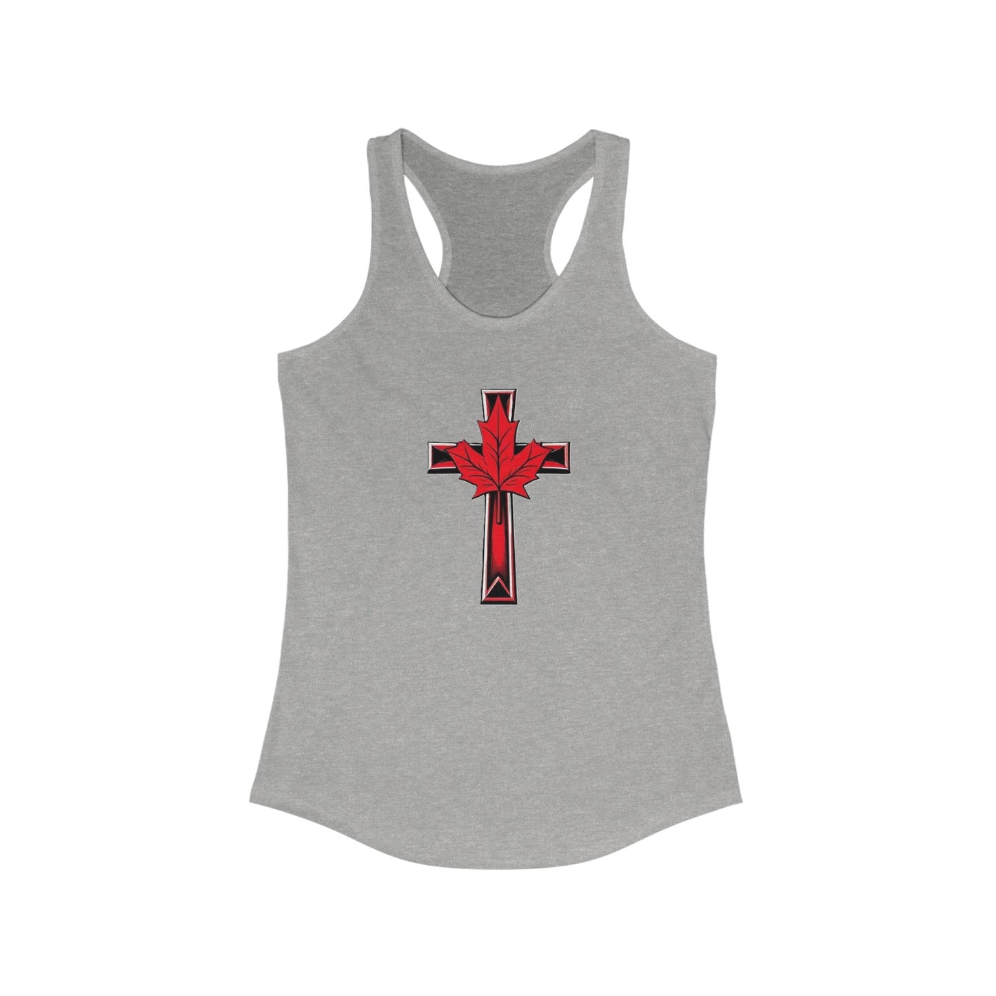 Women’s Faith & Patriot Racerback Tank | Cross and Maple Leaf Design
