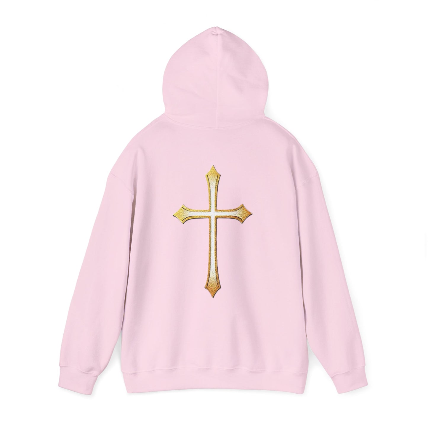 Women’s Gold Cross Hoodie – Christian Faith Hoodie with Front & Back Design