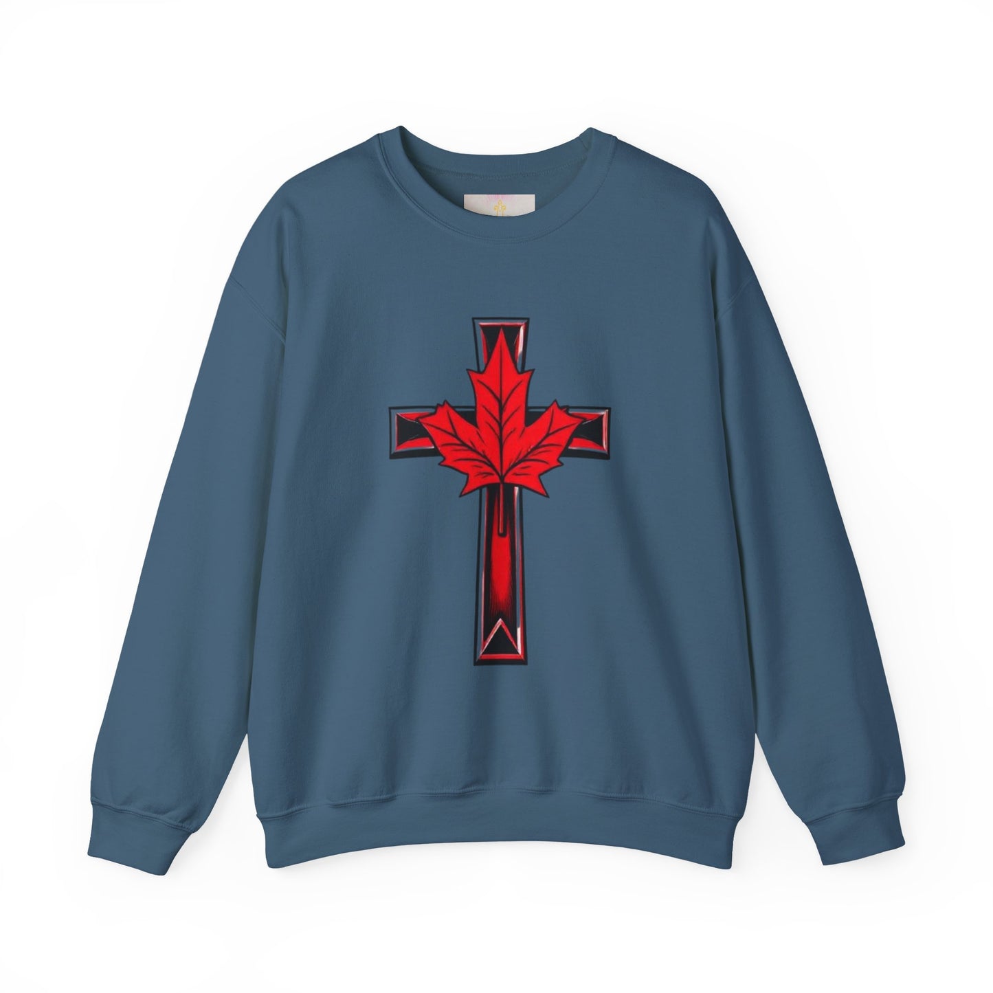 Faith & Flag – Women’s Patriotic Sweatshirt with Cross and Maple Leaf