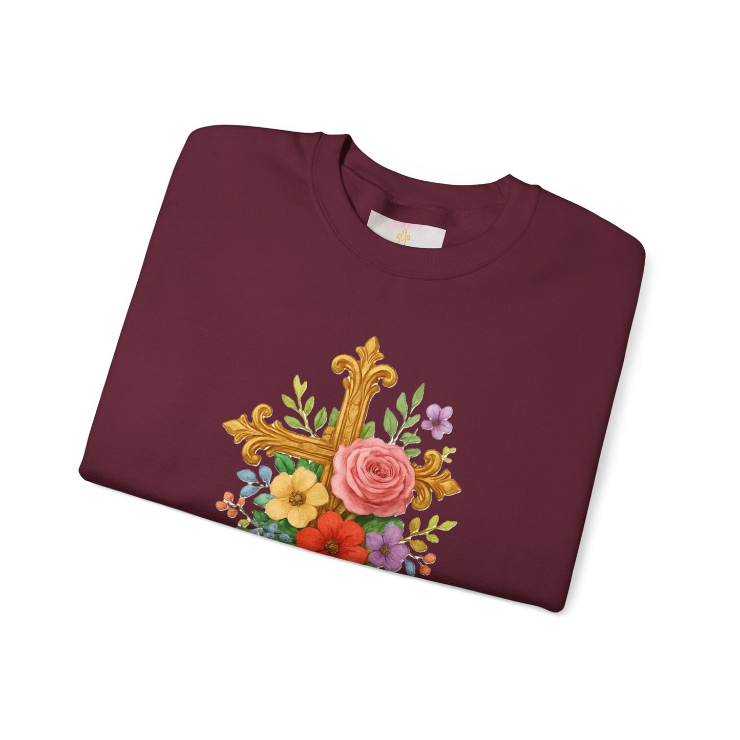 Floral Cross Women’s Sweatshirt – Grace in Full Bloom