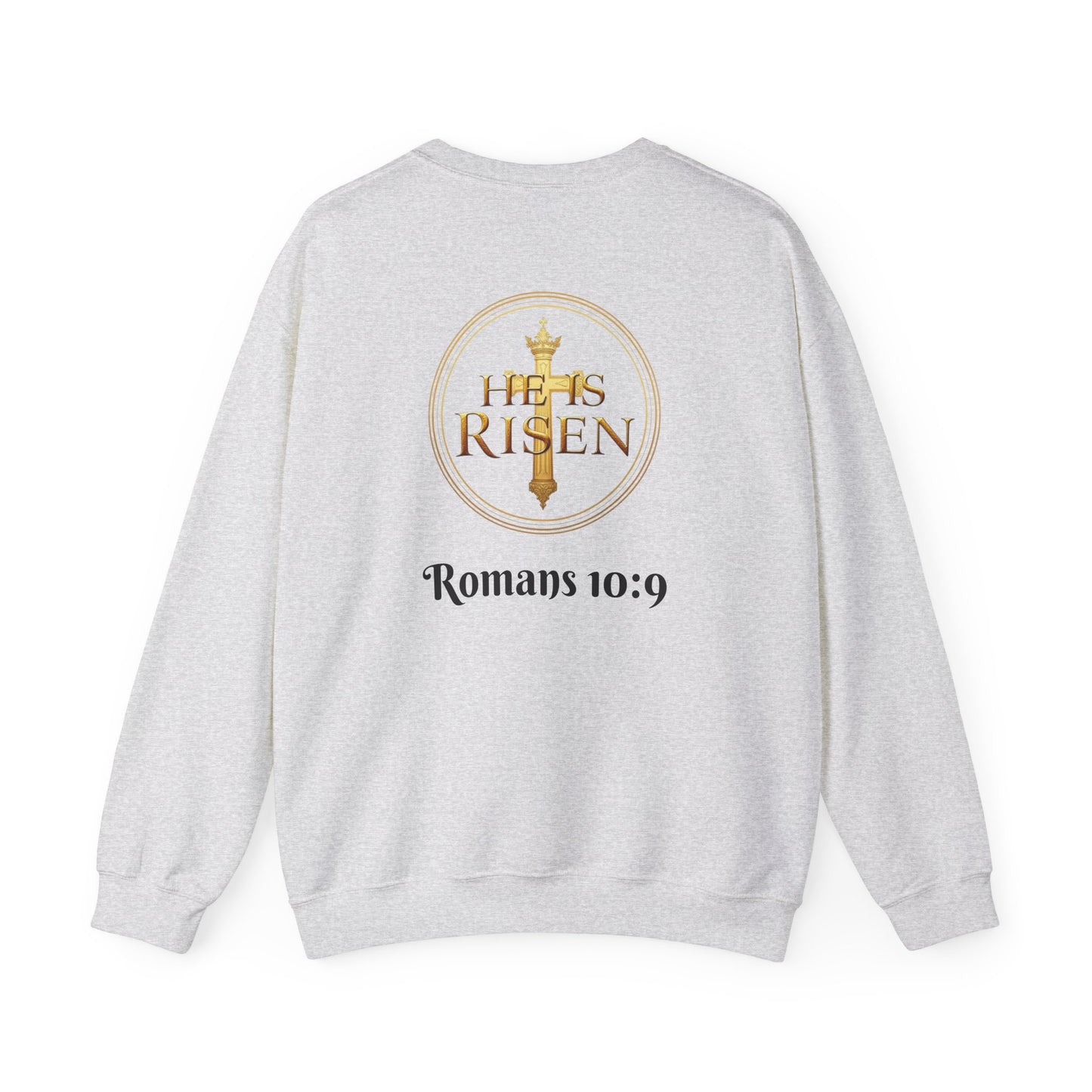 Romans 10:9 Inspired Christian Sweater – Declare Jesus Is Lord & He Is Risen (Dark Lettering)