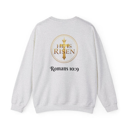 Romans 10:9 Inspired Christian Sweater – Declare Jesus Is Lord & He Is Risen (Dark Lettering)