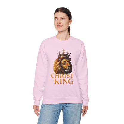 Christ is King – Women’s Christian Sweatshirt with Crowned Lion & Cross