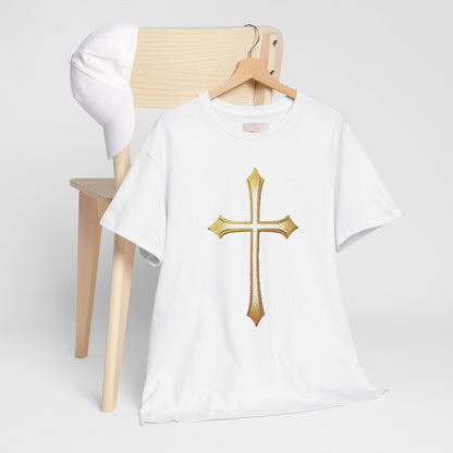 Men’s Gold Cross Tee – Christian Faith-Inspired Apparel
