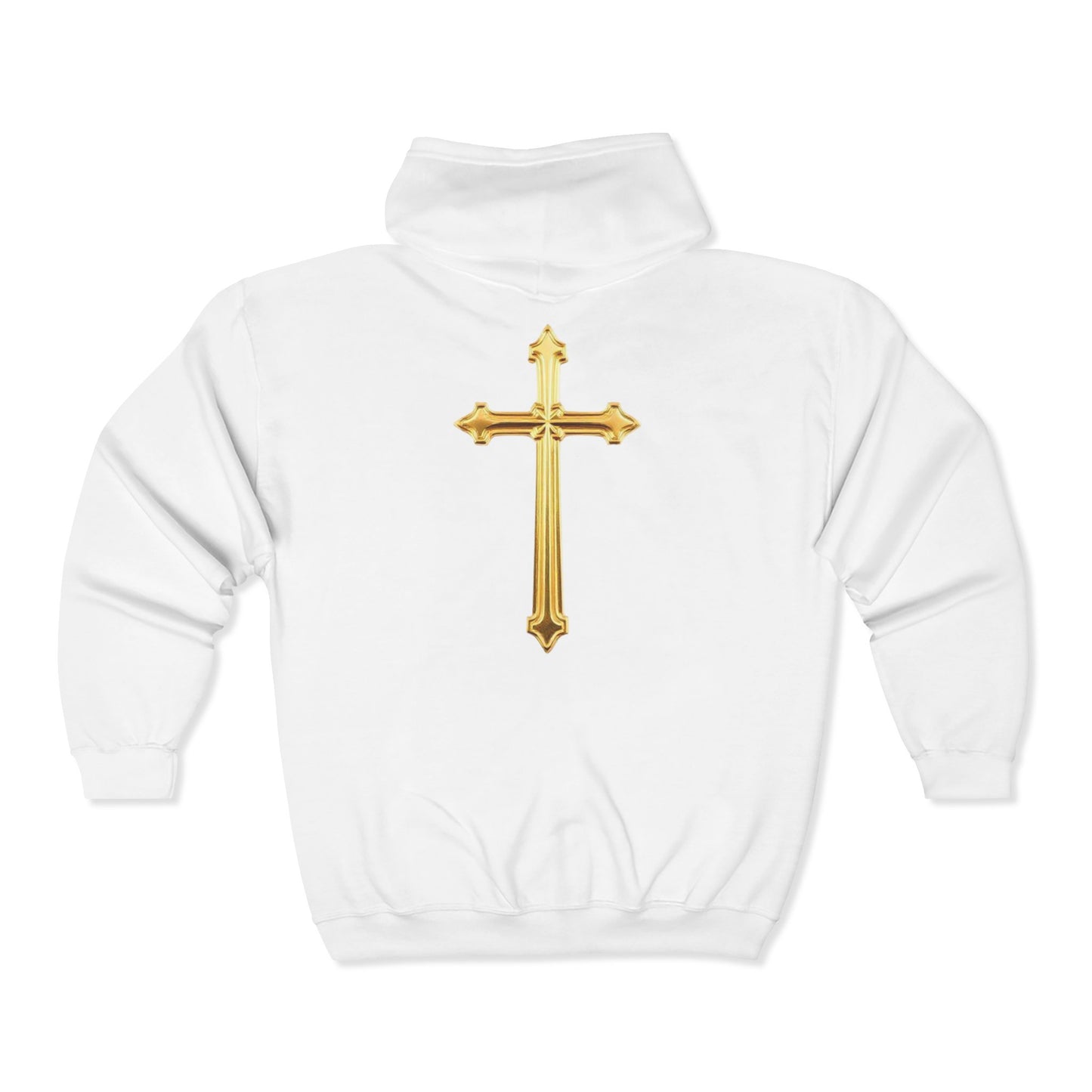 Golden Grace Women's Zip-Up Hoodie with Gold Cross Design