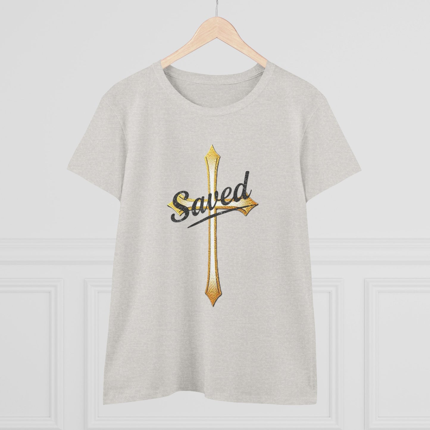 Saved Women’s Tee – Christian Faith Shirt with Cross Design