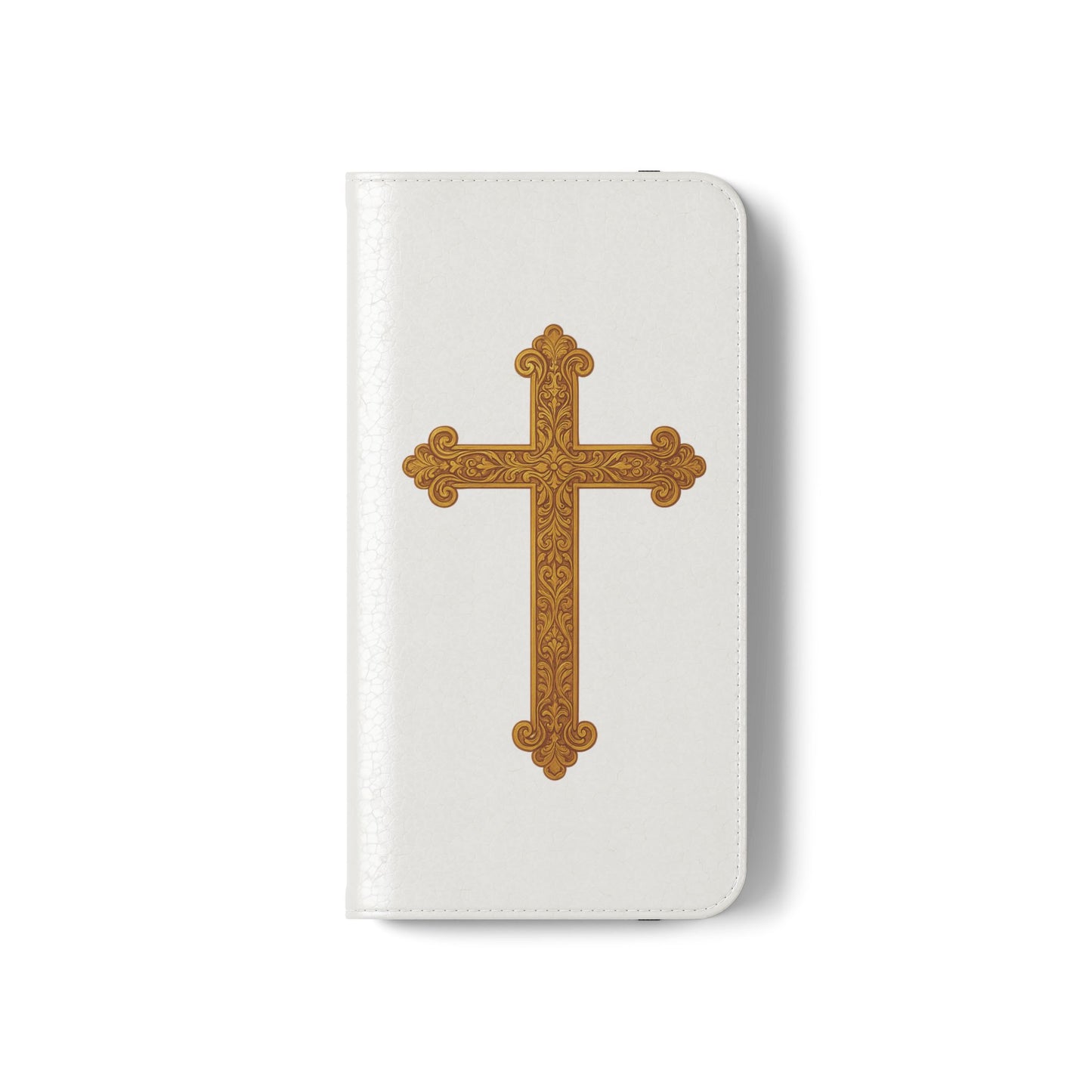 White with Gold Cross & 1 Corinthians 1:18 - Samsung Flip/Wallet Phone Case