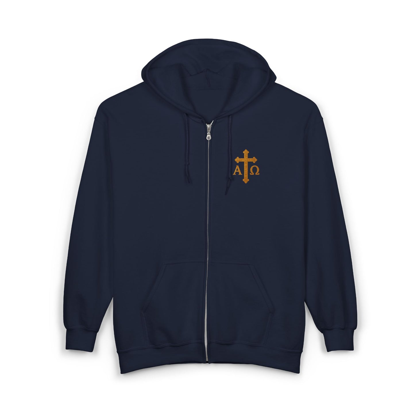 Men’s Alpha & Omega Zip-Up Hoodie – Spiritual Strength & Comfort