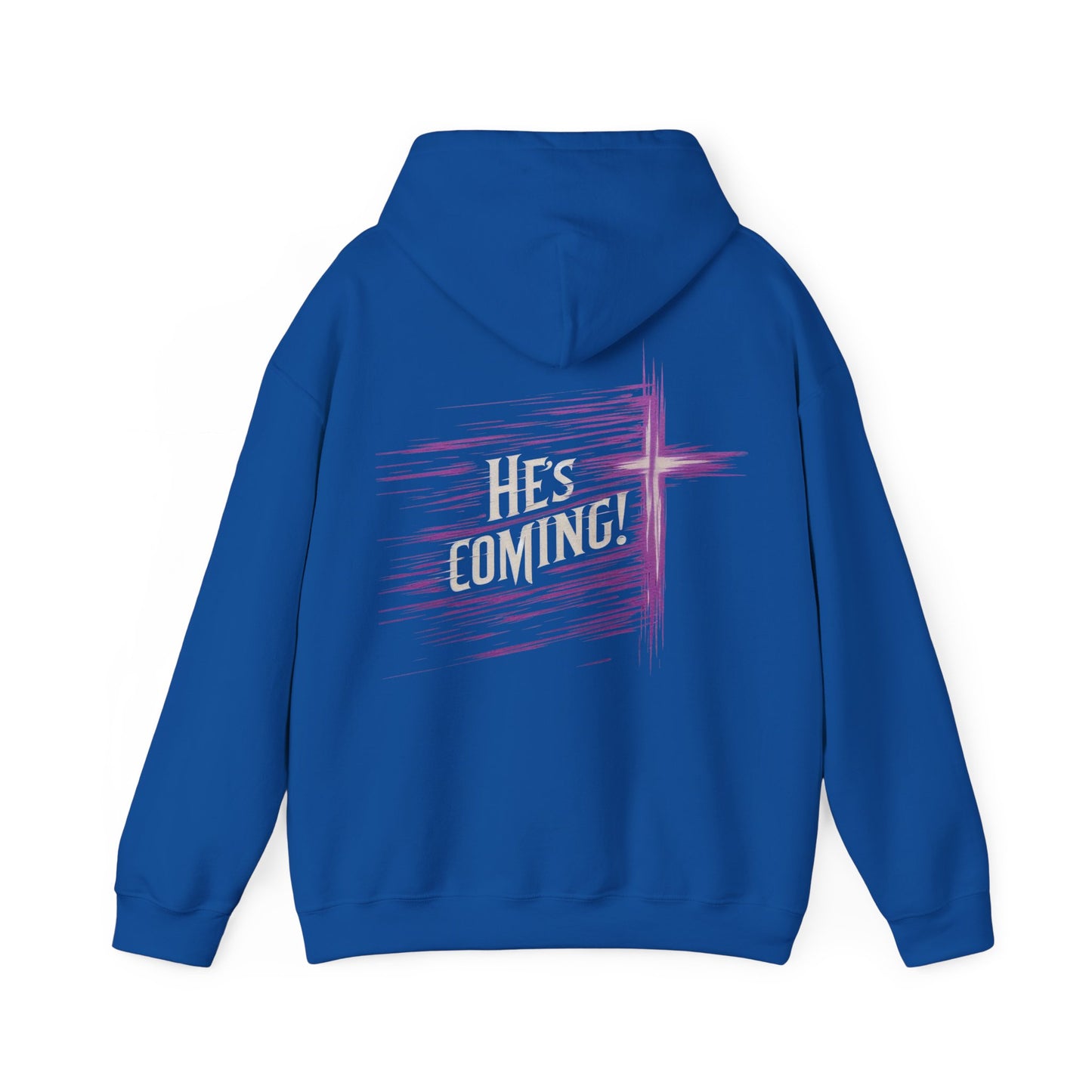 He’s Coming Soon – Men’s Christian Hoodie with Back Cross Design