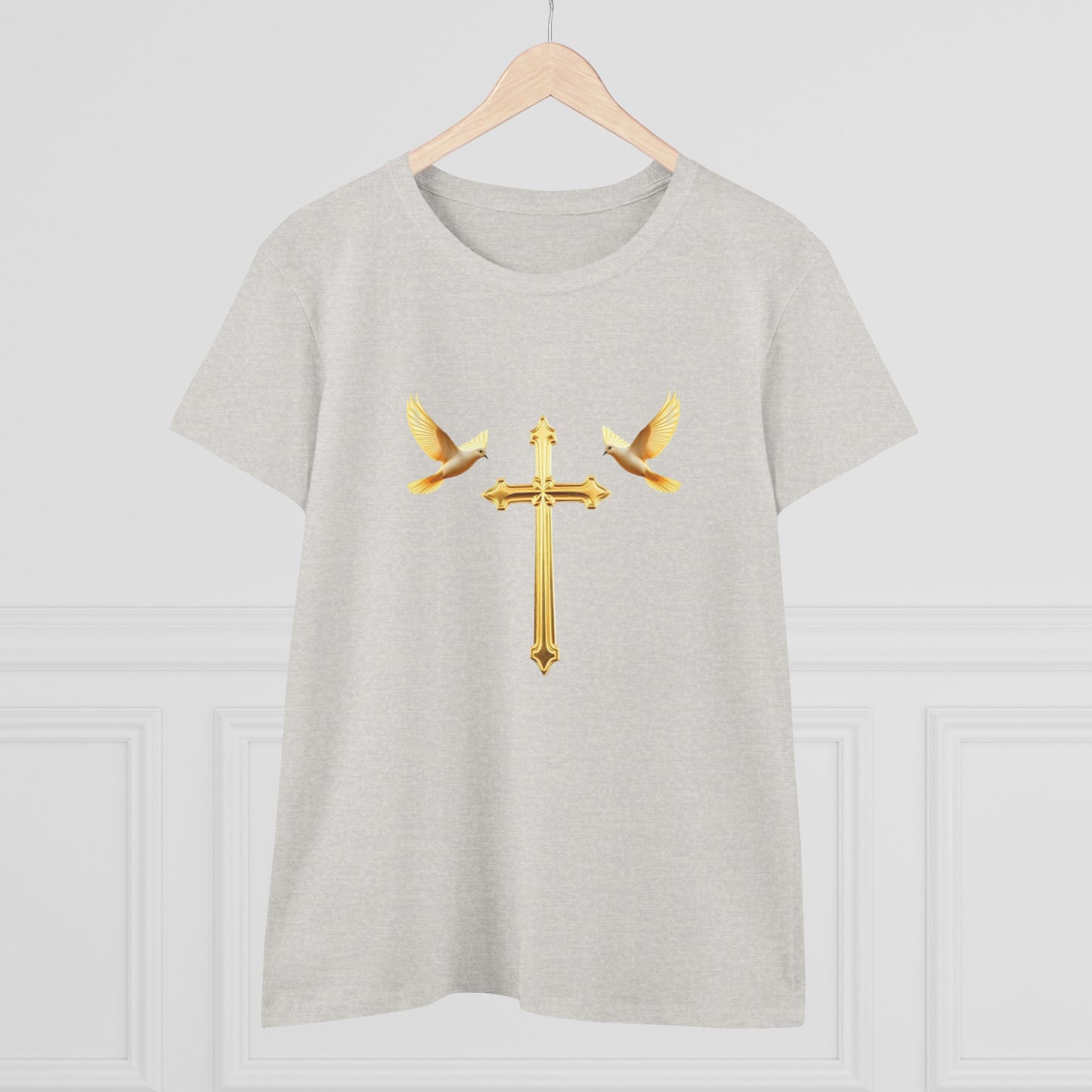 Flight of Grace – Gold Cross & Doves Tee