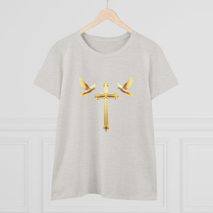 Flight of Grace – Gold Cross & Doves Tee