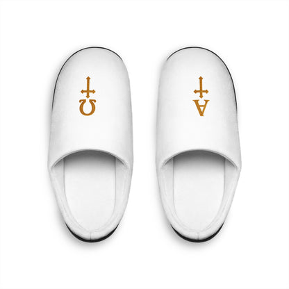 Her Alpha & Omega Slippers – Faith-Inspired Cozy Footwear with Cross Design