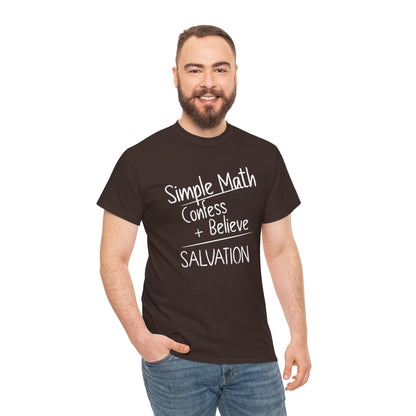 Simple Math of Salvation Men’s T-Shirt – Bold Faith (White Chalk)