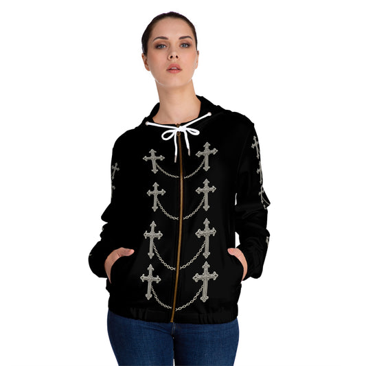 Silver Sanctuary Zip-Up Hoodie in Black - Christian Apparel