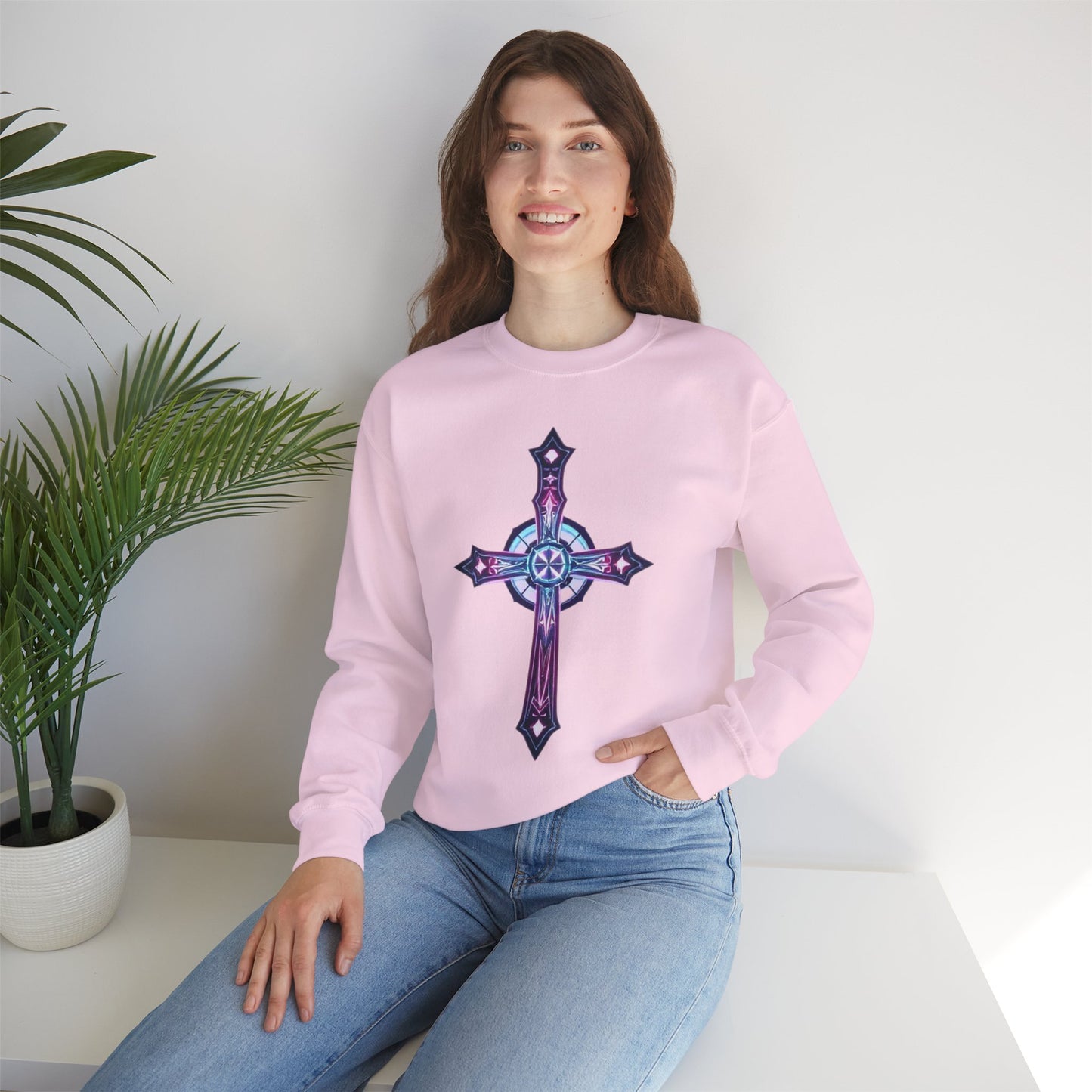 Women’s Modern Cross Sweatshirt – Elegant & Faithful Christian Apparel