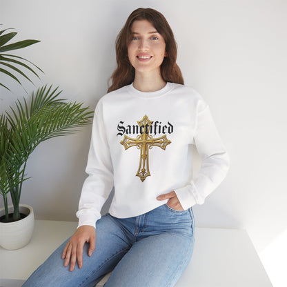 Sanctified Women's Gothic Cross Sweatshirt – Elegant Faith Wear