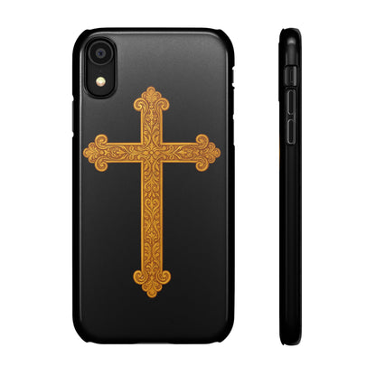 Black iPhone Snap Case – Gold Cross Design