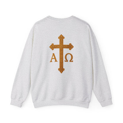 Christ is King – Men’s Christian Sweatshirt with Crowned Lion & Cross