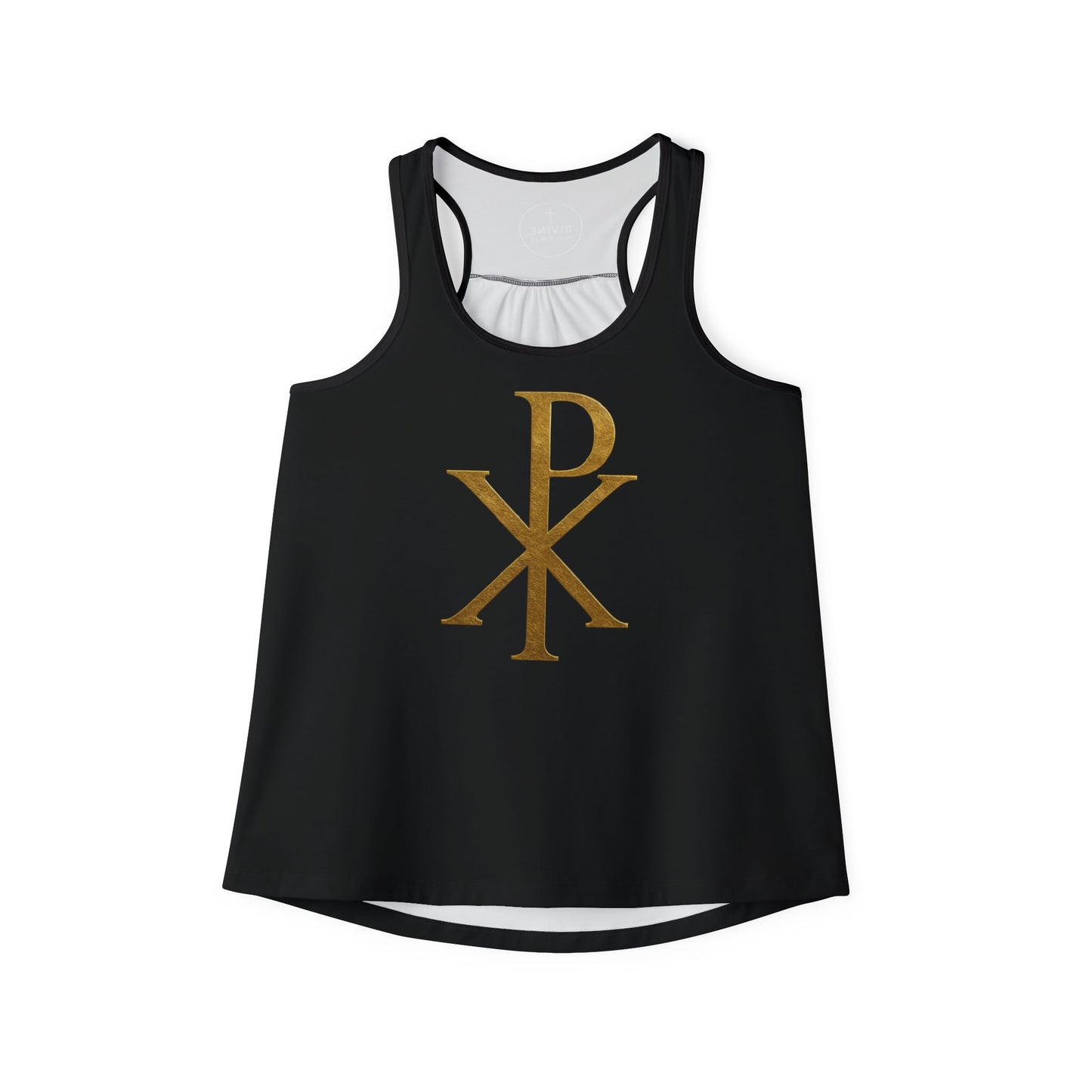 Chi Rho Women’s Christian Tank Top in Black  – Symbol of Victory in Christ