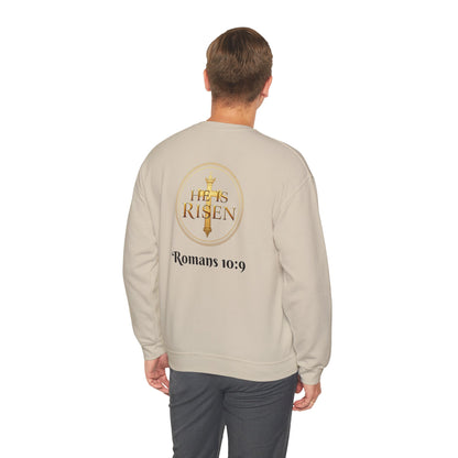 Romans 10:9 Christian Sweater – Jesus Is Lord & He Is Risen (Dark Lettering)
