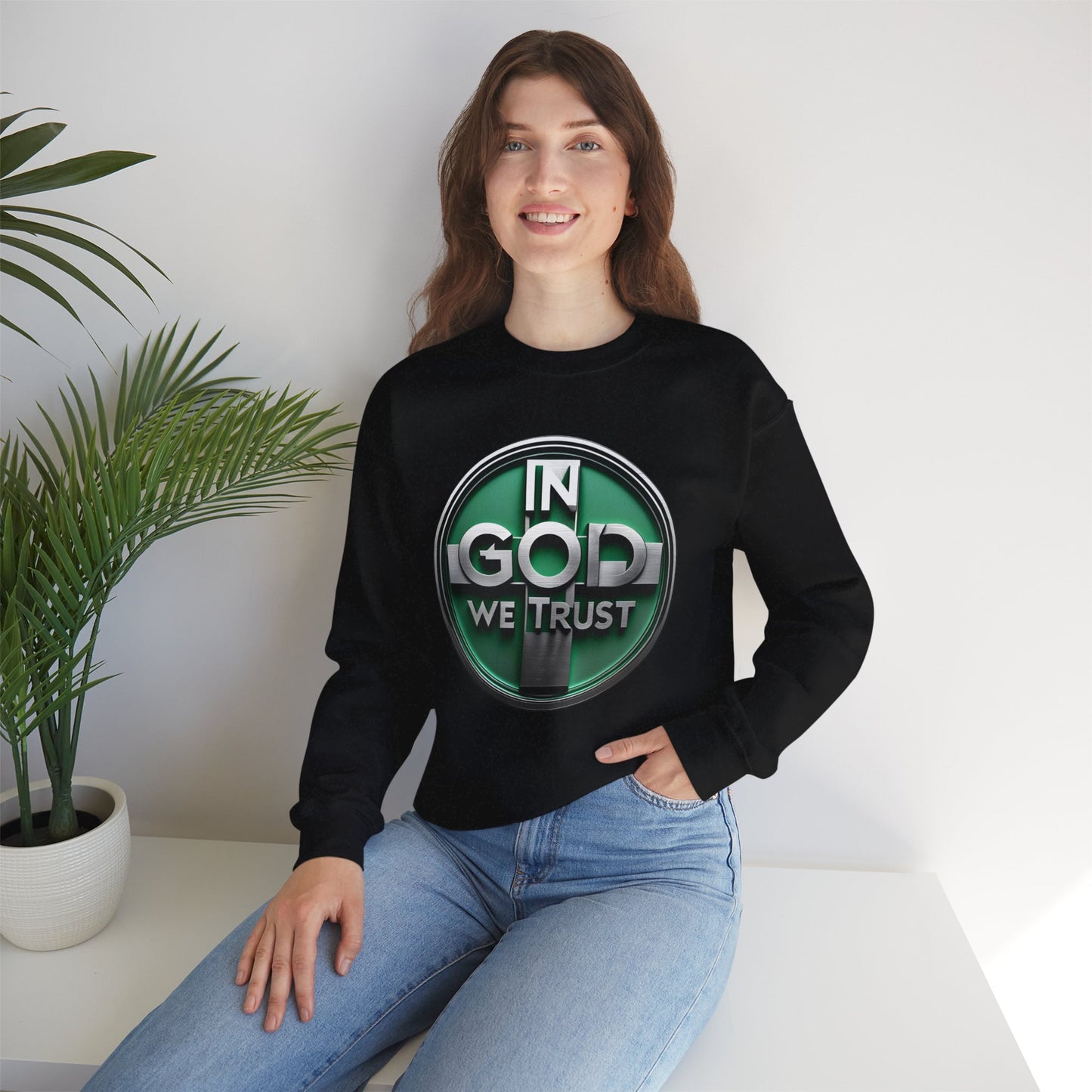 Radiant Faith Women's Sweatshirt – “In God We Trust” Cozy Christian Wear