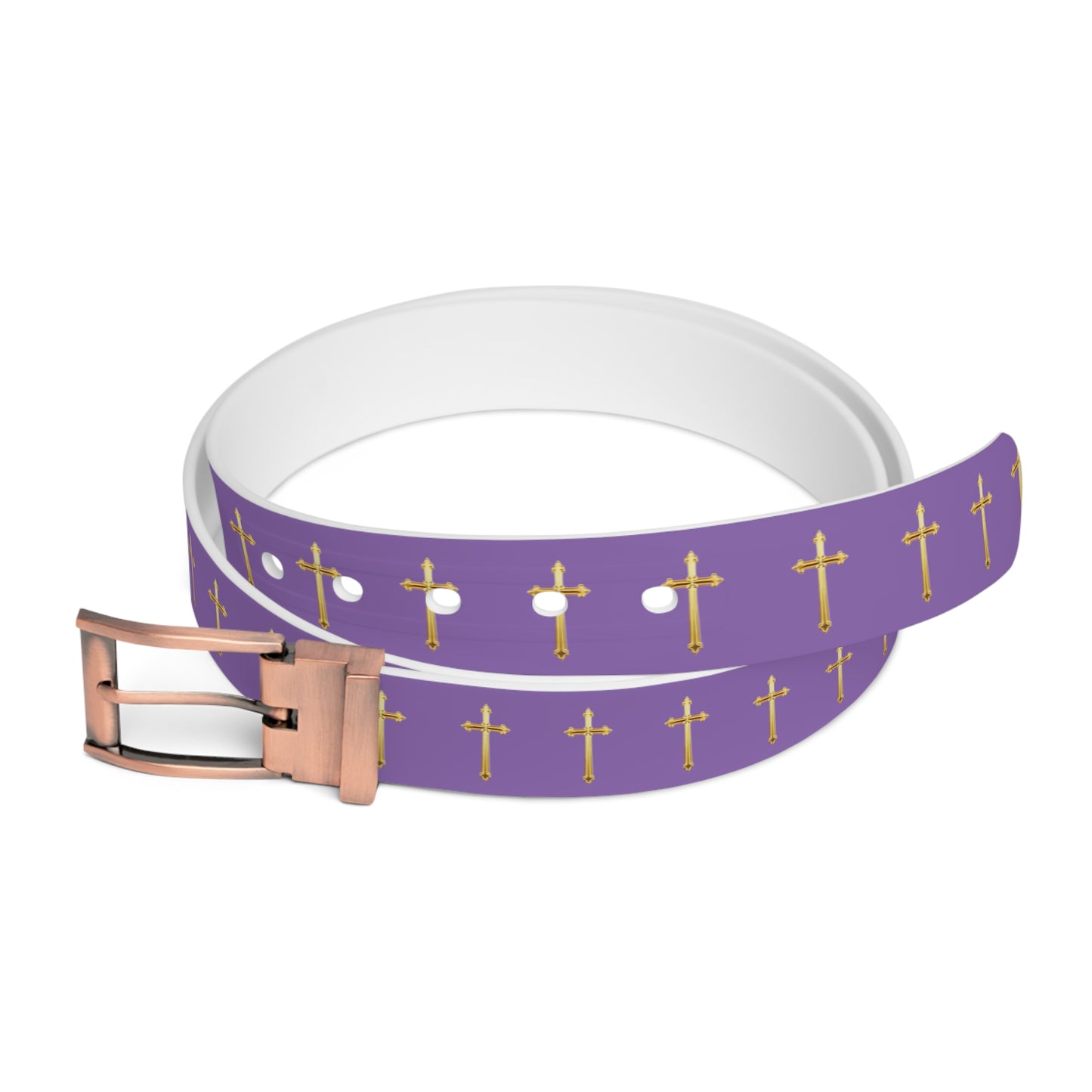 Crown of Light Belt in Mauve – Gold Cross Pattern