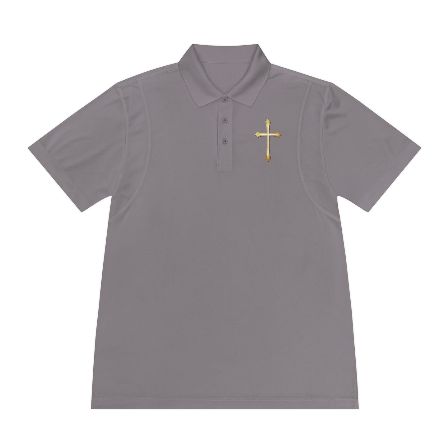 Men’s Modern Gold Cross Polo Shirt – Sleek Faith-Inspired Design