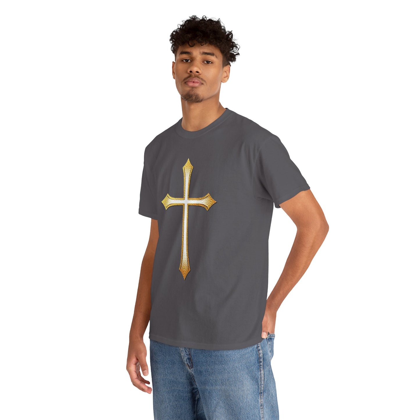 Men’s Gold Cross Tee – Christian Faith-Inspired Apparel